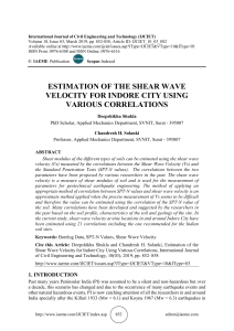 ESTIMATION OF THE SHEAR WAVE VELOCITY FOR INDORE CITY USING VARIOUS CORRELATIONS