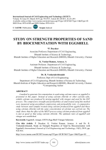 STUDY ON STRENGTH PROPERTIES OF SAND BY BIOCEMENTATION WITH EGGSHELL