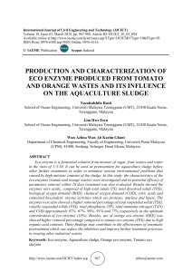 PRODUCTION AND CHARACTERIZATION OF ECO ENZYME PRODUCED FROM TOMATO AND ORANGE WASTES AND ITS INFLUENCE ON THE AQUACULTURE SLUDGE