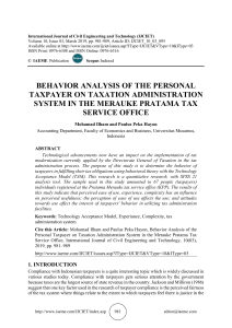 BEHAVIOR ANALYSIS OF THE PERSONAL TAXPAYER ON TAXATION ADMINISTRATION SYSTEM IN THE MERAUKE PRATAMA TAX SERVICE OFFICE