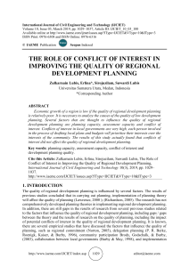 THE ROLE OF CONFLICT OF INTEREST IN IMPROVING THE QUALITY OF REGIONAL DEVELOPMENT PLANNING