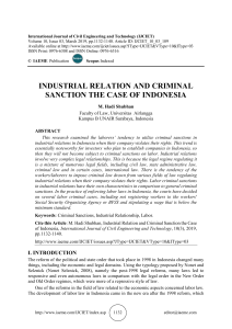 INDUSTRIAL RELATION AND CRIMINAL SANCTION THE CASE OF INDONESIA