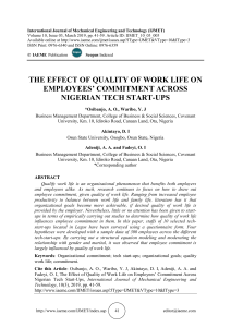 THE EFFECT OF QUALITY OF WORK LIFE ON EMPLOYEES’ COMMITMENT ACROSS NIGERIAN TECH START-UPS 