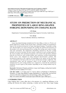 STUDY ON PREDICTION OF MECHANICAL PROPERTIES OF LARGE RING-SHAPED FORGING DEPENDING ON COOLING RATE