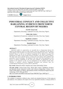 INDUSTRIAL CONFLICT AND COLLECTIVE BARGAINING: EVIDENCE FROM NORTH CENTRAL REGION OF NIGERIA
