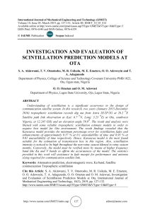 INVESTIGATION AND EVALUATION OF SCINTILLATION PREDICTION MODELS AT OTA 