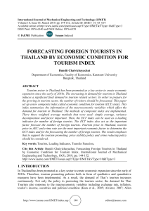 FORECASTING FOREIGN TOURISTS IN THAILAND BY ECONOMIC CONDITION FOR TOURISM INDEX