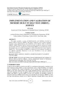 IMPLEMENTATION AND VALIDATION OF MEMORY BUILT IN SELF TEST (MBIST) - SURVEY