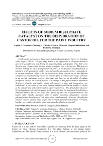 EFFECTS OF SODIUM BISULPHATE CATALYST ON THE DEHYDRATION OF CASTOR OIL FOR THE PAINT INDUSTRY 
