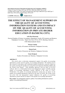 THE EFFECT OF MANAGEMENT SUPPORT ON THE QUALITY OF ACCOUNTING INFORMATION SYSTEMS AND ITS IMPACT ON THE QUALITY OF ACCOUNTING INFORMATION (IN PRIVATE HIGHER EDUCATION IN BANDUNG CITY)