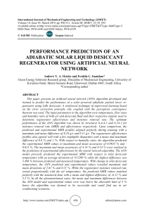 PERFORMANCE PREDICTION OF AN ADIABATIC SOLAR LIQUID DESICCANT REGENERATOR USING ARTIFICIAL NEURAL NETWORK