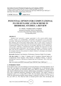 POTENTIAL OPTION FOR COMPUTATIONAL FLUID DYNAMIC (CFD) SCHEME IN BIODIESEL STUDIES: A REVIEW