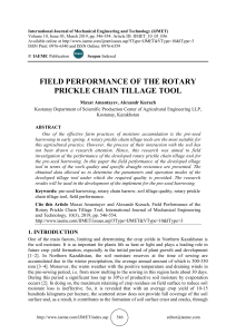 FIELD PERFORMANCE OF THE ROTARY PRICKLE CHAIN TILLAGE TOOL