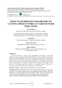EFFECTS OF PROCESS PARAMETERS ON CUTTING SPEED IN WIRE-CUT EDM OF 9CRSI TOOL STEEL