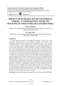 IMPACT OF ECOLOGY ON OCCUPATIONAL STRESS: A COMPARATIVE STUDY ON POLICING IN TWO CITIES OF EASTERN INDIA