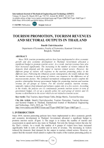 TOURISM PROMOTION, TOURISM REVENUES AND SECTORAL OUTPUTS IN THAILAND