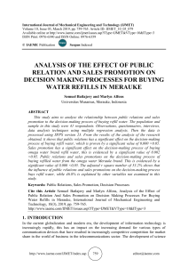 ANALYSIS OF THE EFFECT OF PUBLIC RELATION AND SALES PROMOTION ON DECISION MAKING PROCESSES FOR BUYING WATER REFILLS IN MERAUKE 