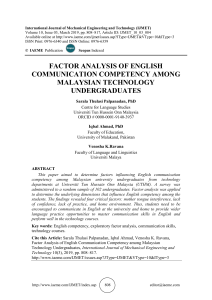 FACTOR ANALYSIS OF ENGLISH COMMUNICATION COMPETENCY AMONG MALAYSIAN TECHNOLOGY UNDERGRADUATES
