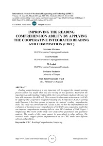 IMPROVING THE READING COMPREHENSION ABILITY BY APPLYING THE COOPERATIVE INTEGRATED READING AND COMPOSITION (CIRC)