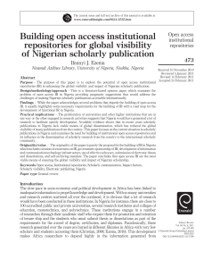 Building open access institutional repositories for global visibility of Nigerian scholarly publication