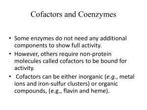 cofactors coenzymes