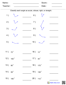 Angles worksheet