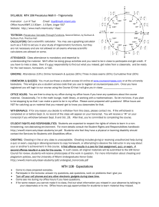 University of Miami - MTH 108 - Precalculus Math II