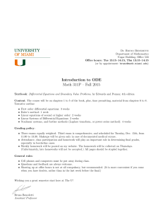 University of Miami - MTH 311 - Ordinary Differential Equations