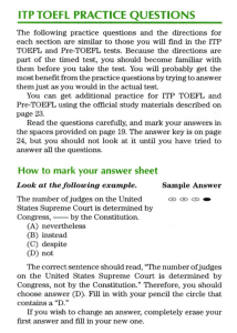 نموذج أسئلة تويفل TOEFL