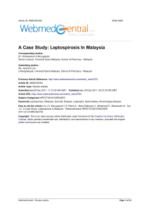 A Case Study Leptospirosis In Malaysia