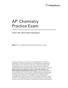 AP Chemistry Practice Exam 2014