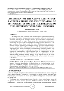 ASSESSMENT OF THE NATIVE HABITATS OF PANTHERA TIGRISAND IDENTIFICATION OF SUITABLE SITES FOR CAPTIVE BREEDING OF THIS SPECIESIN TAMIL NADU USING GIS