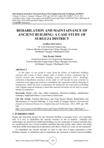 REHABILATION AND MAINTAINANCE OF ANCIENT BUILDING- A CASE STUDY OF SURGUJA DISTRICT