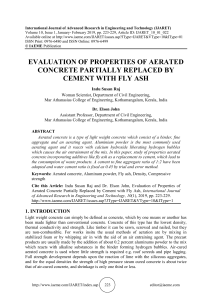 EVALUATION OF PROPERTIES OF AERATED CONCRETE PARTIALLY REPLACED BY CEMENT WITH FLY ASH 