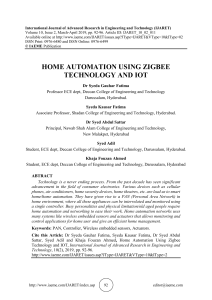HOME AUTOMATION USING ZIGBEE TECHNOLOGY AND IOT
