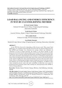 LOAD BALANCING AND ENERGY EFFICIENCY IN WSN BY CLUSTER JOINING METHOD