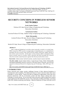 SECURITY CONCERNS IN WIRELESS SENSOR NETWORKS