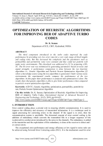 OPTIMIZATION OF HEURISTIC ALGORITHMS FOR IMPROVING BER OF ADAPTIVE TURBO CODES