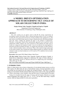 A MODEL DRIVEN OPTIMIZATION APPROACH TO DETERMINE TILT ANGLE OF SOLAR COLLECTOR IN INDIA