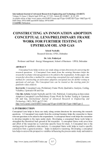 CONSTRUCTING AN INNOVATION ADOPTION CONCEPTUAL LENS/PRELIMINARY FRAME WORK FOR FURTHER TESTING IN UPSTREAM OIL AND GAS 