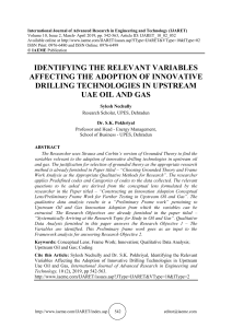 IDENTIFYING THE RELEVANT VARIABLES AFFECTING THE ADOPTION OF INNOVATIVE DRILLING TECHNOLOGIES IN UPSTREAM UAE OIL AND GAS