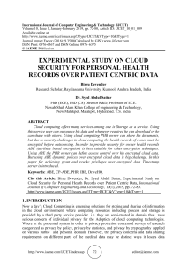 EXPERIMENTAL STUDY ON CLOUD SECURITY FOR PERSONAL HEALTH RECORDS OVER PATIENT CENTRIC DATA 