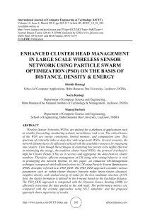 ENHANCED CLUSTER HEAD MANAGEMENT IN LARGE SCALE WIRELESS SENSOR NETWORK USING PARTICLE SWARM OPTIMIZATION (PSO) ON THE BASIS OF DISTANCE, DENSITY & ENERGY