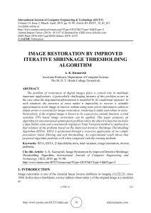 IMAGE RESTORATION BY IMPROVED ITERATIVE SHRINKAGE THRESHOLDING ALGORITHM