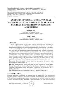 ANALYSIS OF SOCIAL MEDIA TEXTUAL CONTENT USING ACCIDENT DATA SETS FOR CONTEXT RECOGNITION BY GENETIC ALGORITHM