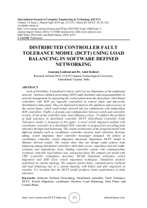 DISTRIBUTED CONTROLLER FAULT TOLERANCE MODEL (DCFT) USING LOAD BALANCING IN SOFTWARE DEFINED NETWORKING