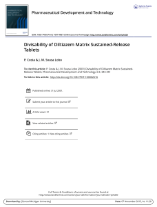 Diltiazem Matrix Tablet Divisibility Study