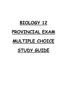 BC biology 12 provincial exam divided in chapters