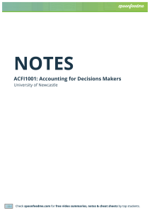 ACFI1001 Accounting for Decision Makers Note