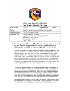 California State Fire Marshall Code Interpretation